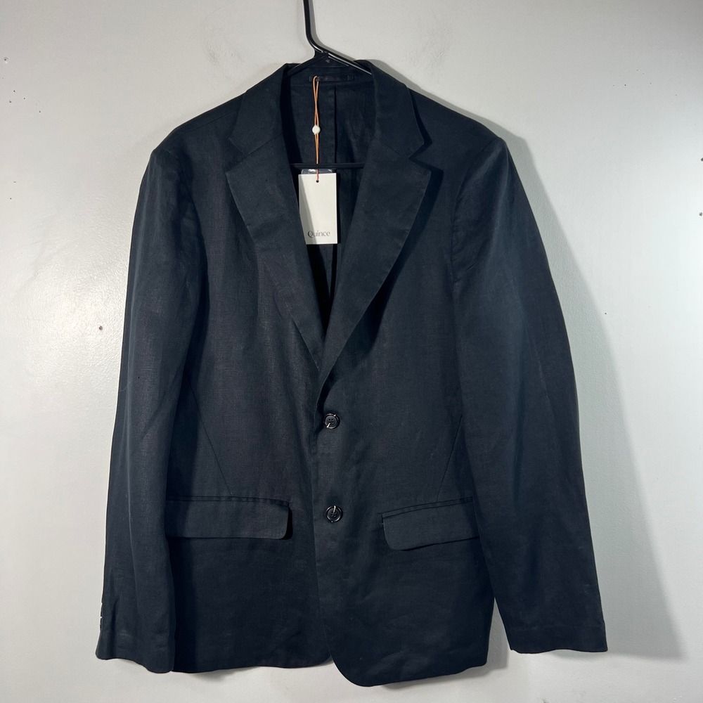 Quince Black Men's Two-Button Wool-Blend Blazer